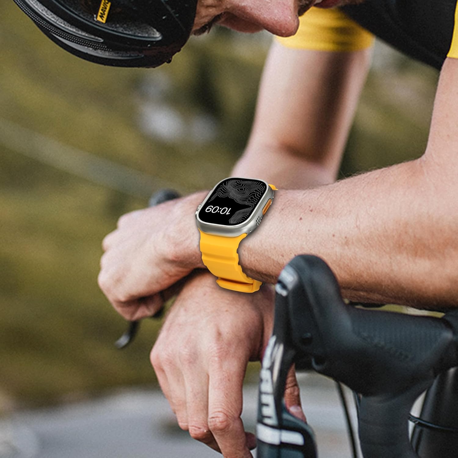 Yellow B Premium Rugged Silicone With Metal Buckle By Shopyholy Compatible For Apple Watch