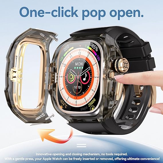 49MM Black Rose Gold Luxury Transparent Concept Case By Shopyholy Compatible For Apple Watch Ultra