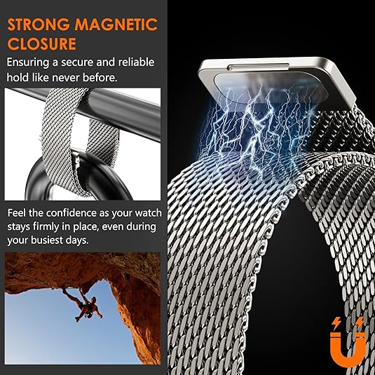 Titanium Luxury Strato Milanese Loop By Shopyholy Compatible For Apple Watch