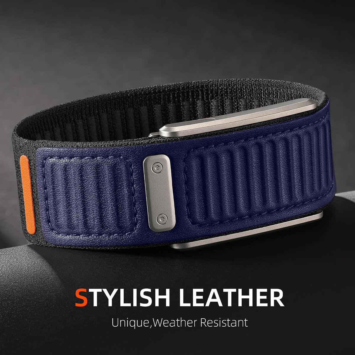 Navy Luxury Leather Nylon Navigator Band Compatible for WHOOP 5.0
