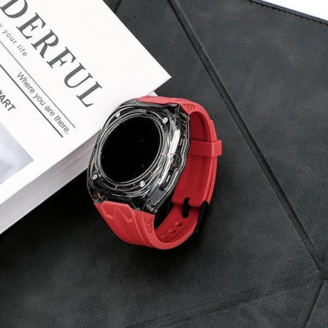 Red B Transparent Rugged Case with Silicone Band for Samsung Galaxy Watch Ultra 47mm