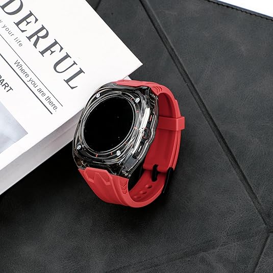 Red B Transparent Rugged Case with Silicone Band for Samsung Galaxy Watch Ultra 47mm