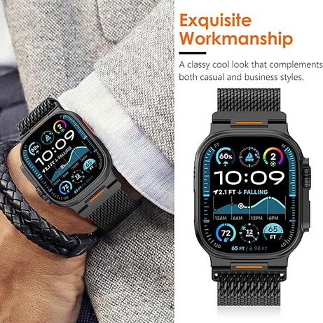 Black Luxury Strato Milanese Loop By Shopyholy Compatible For Apple Watch