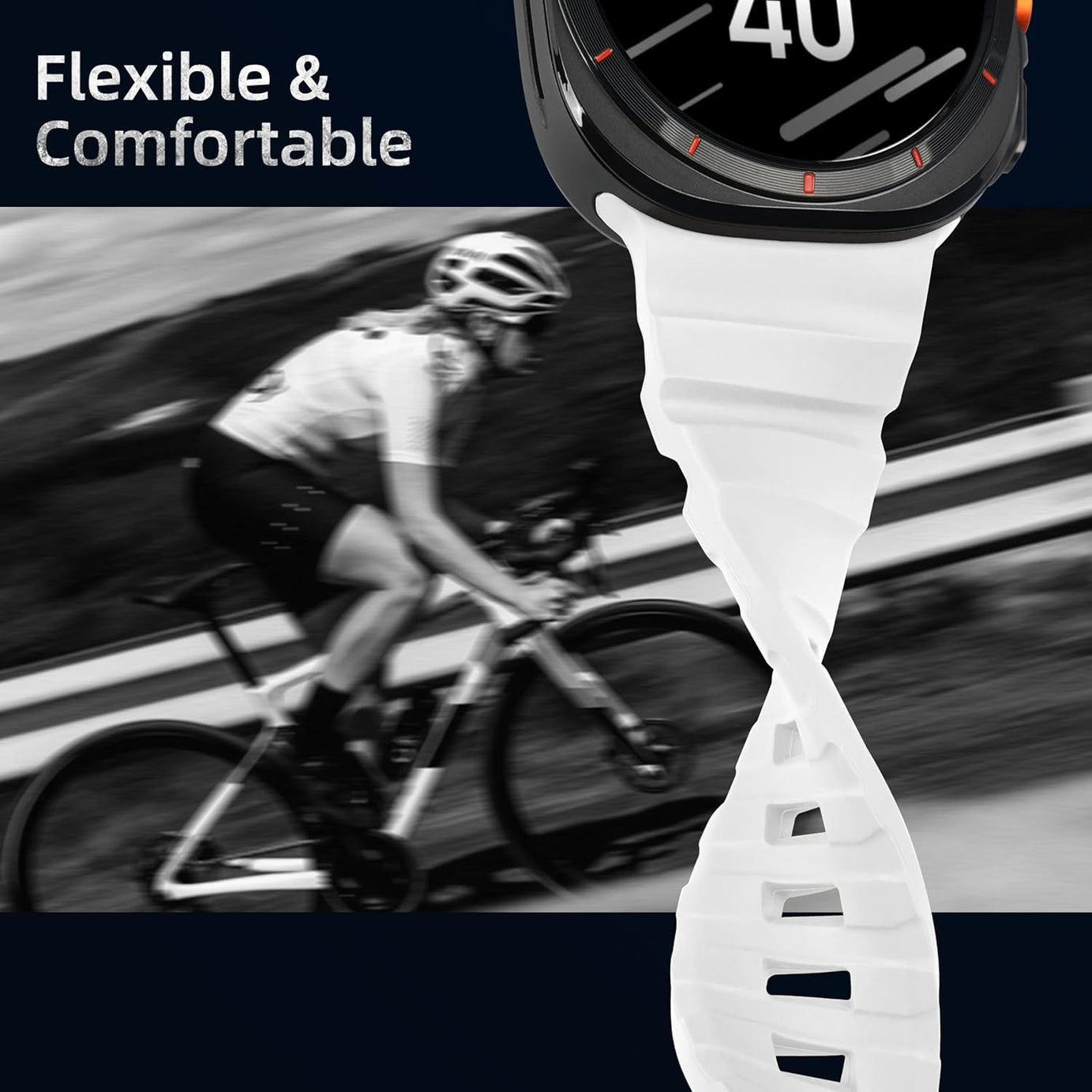 White Rocky Point Silicone Sport Band for Samsung Galaxy Watch Ultra 47mm