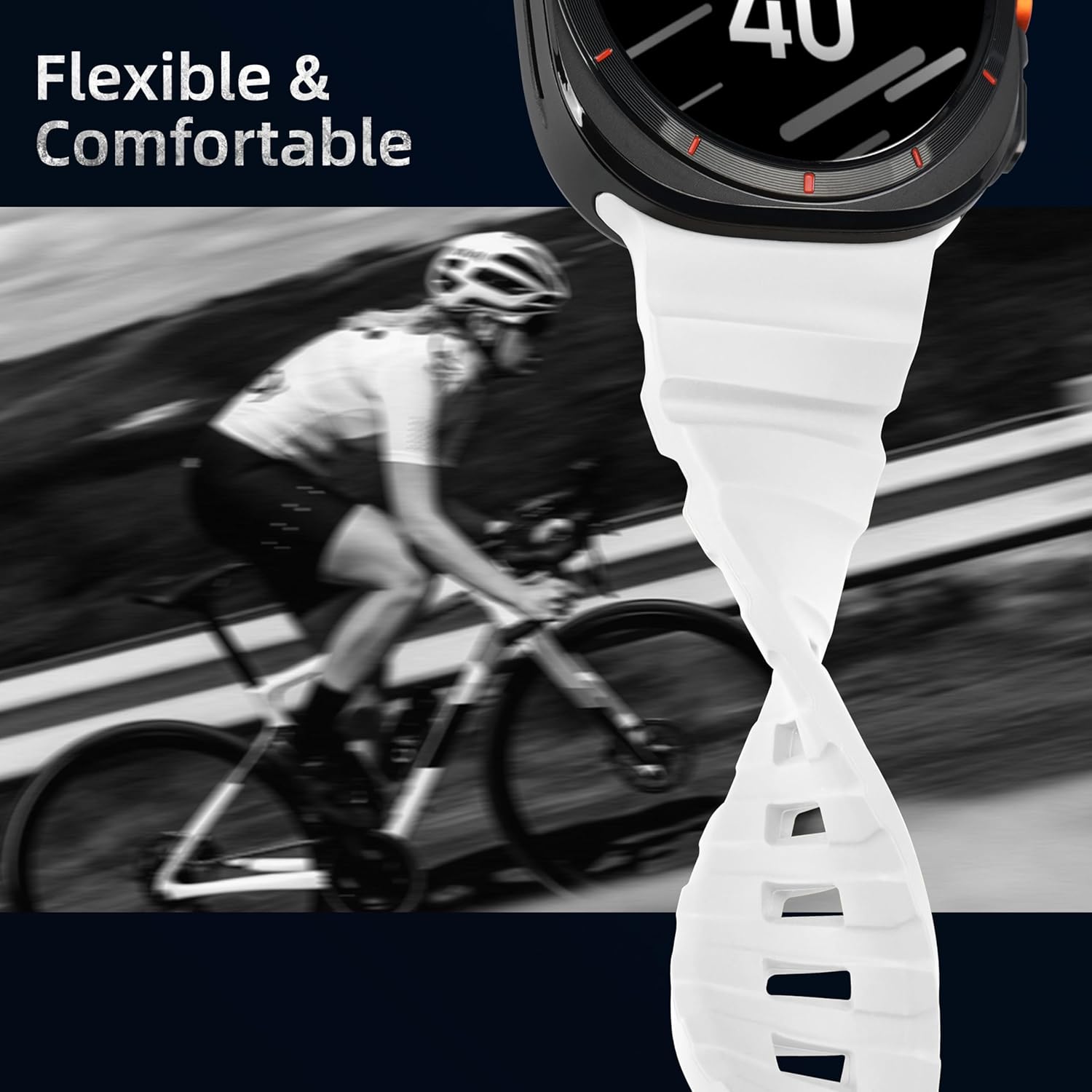 White Rocky Point Silicone Sport Band for Samsung Galaxy Watch Ultra 47mm
