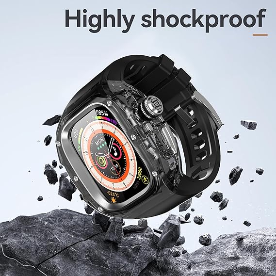 49MM Black Silver Luxury Transparent Concept Case By Shopyholy Compatible For Apple Watch Ultra