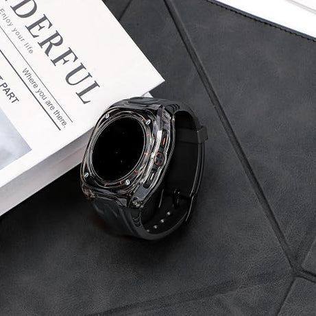 Black Transparent Rugged Case with Silicone Band for Samsung Galaxy Watch Ultra 47mm