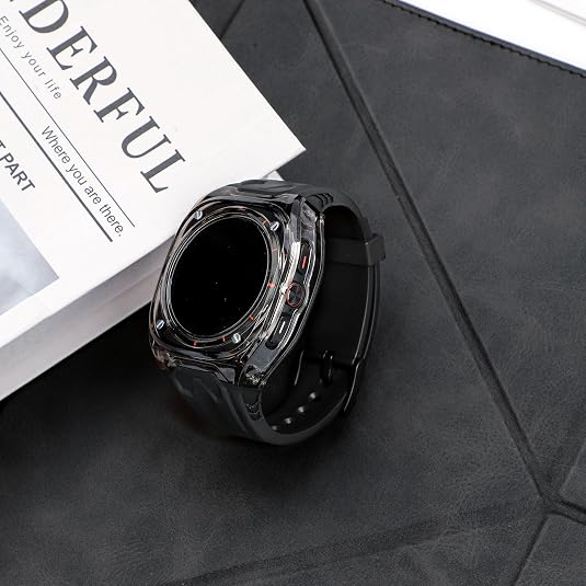 Black Transparent Rugged Case with Silicone Band for Samsung Galaxy Watch Ultra 47mm