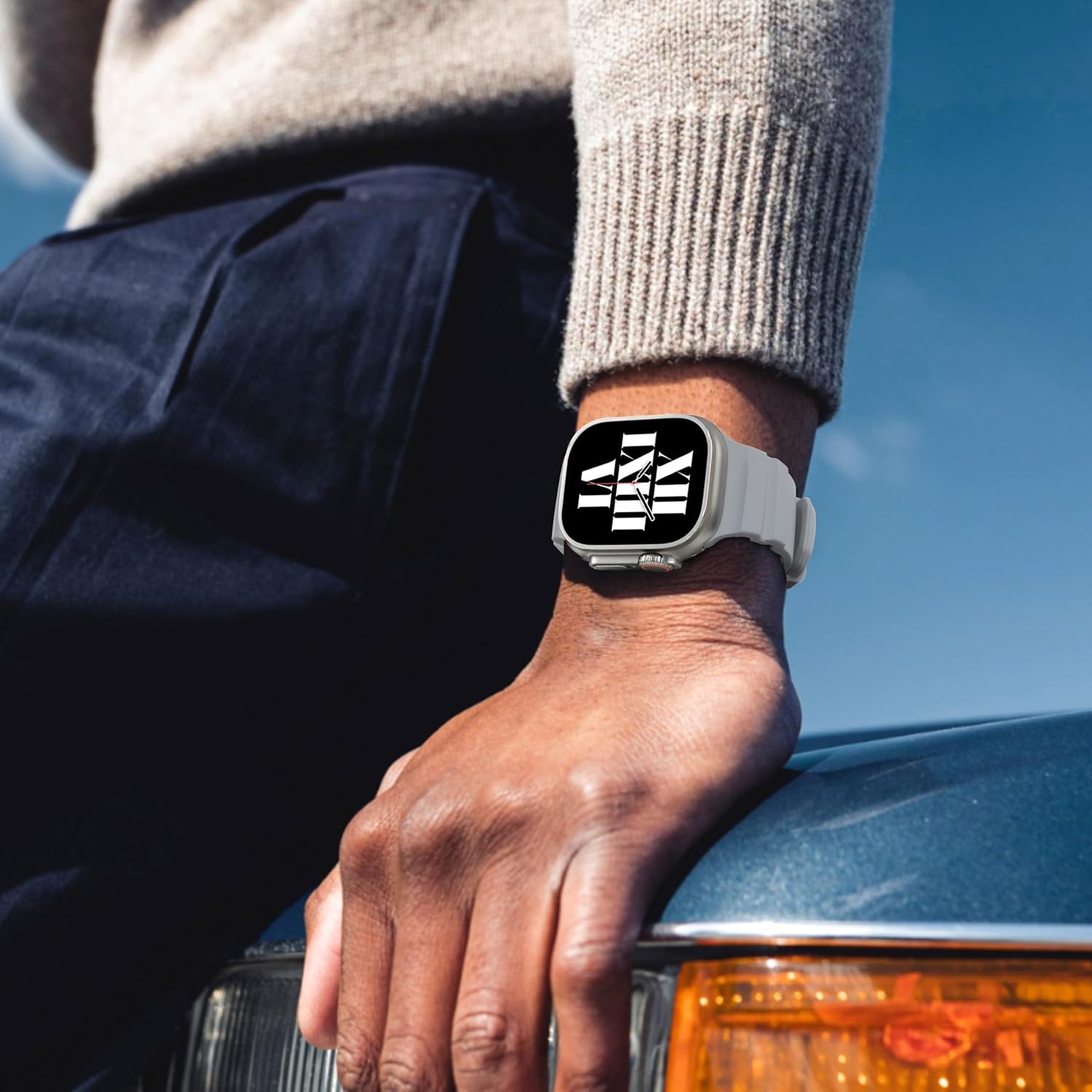 Grey B Premium Rugged Silicone With Metal Buckle By Shopyholy Compatible For Apple Watch