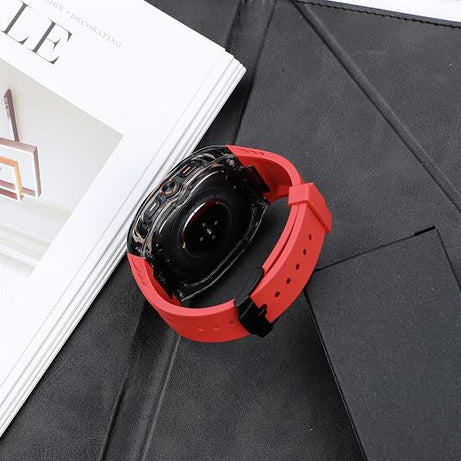 Red B Transparent Rugged Case with Silicone Band for Samsung Galaxy Watch Ultra 47mm