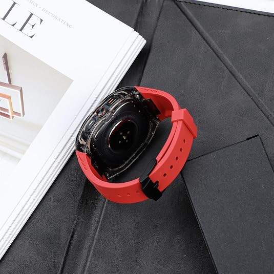 Red B Transparent Rugged Case with Silicone Band for Samsung Galaxy Watch Ultra 47mm