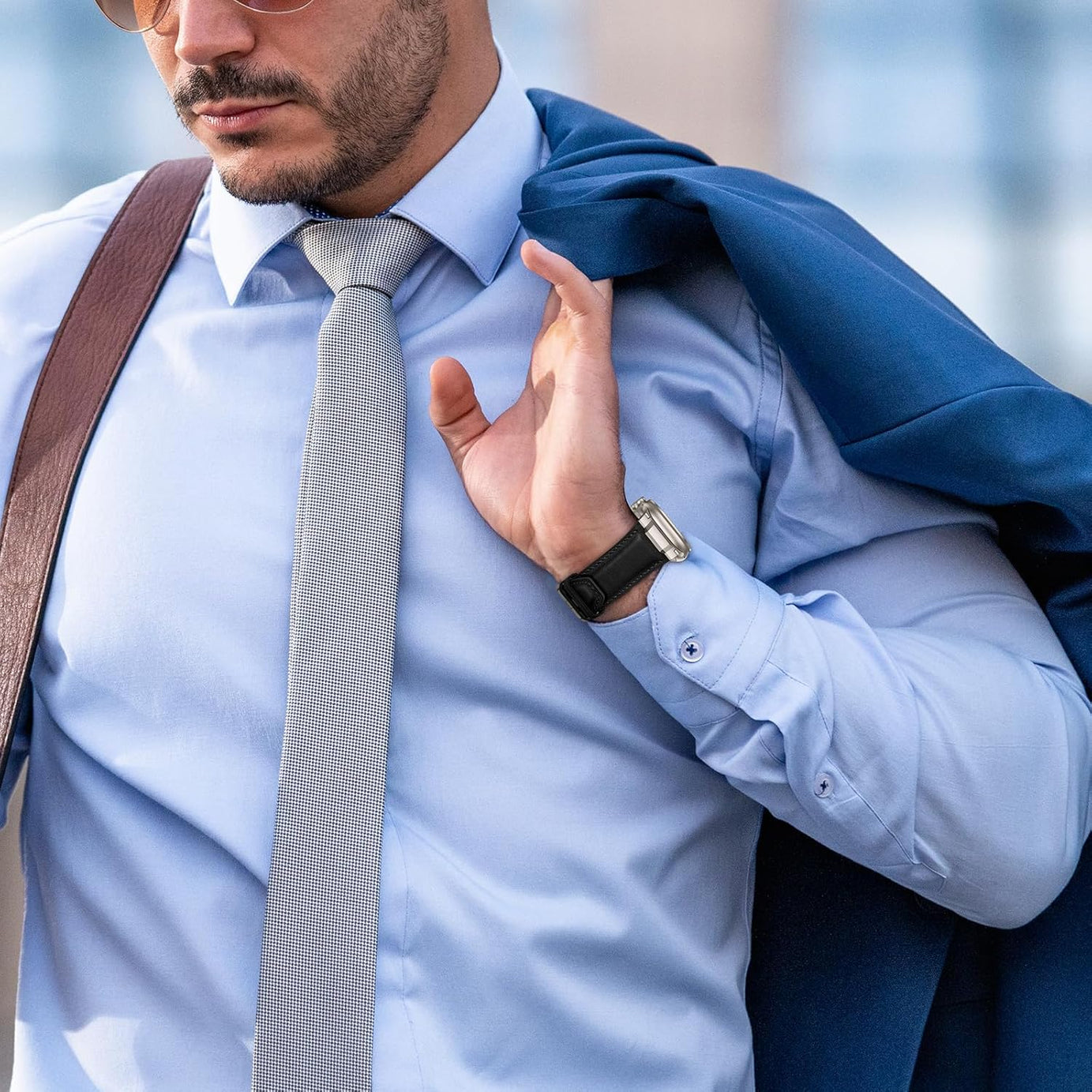 Black Luxury Cavallo Leather Straps By Shopyholy Compatible For Apple Watch