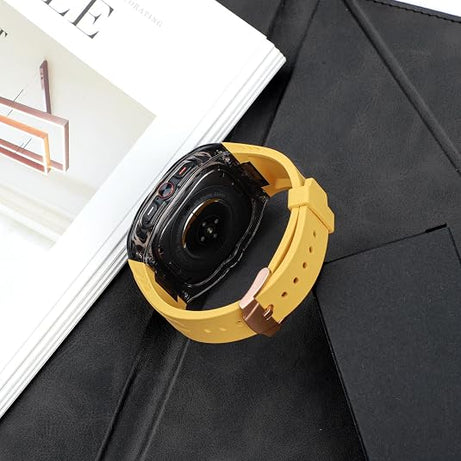 Yellow B Transparent Rugged Case with Silicone Band for Samsung Galaxy Watch Ultra 47mm