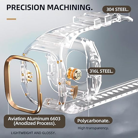 49MM Transparent Rose Gold Luxury Transparent Concept Case By Shopyholy Compatible For Apple Watch Ultra