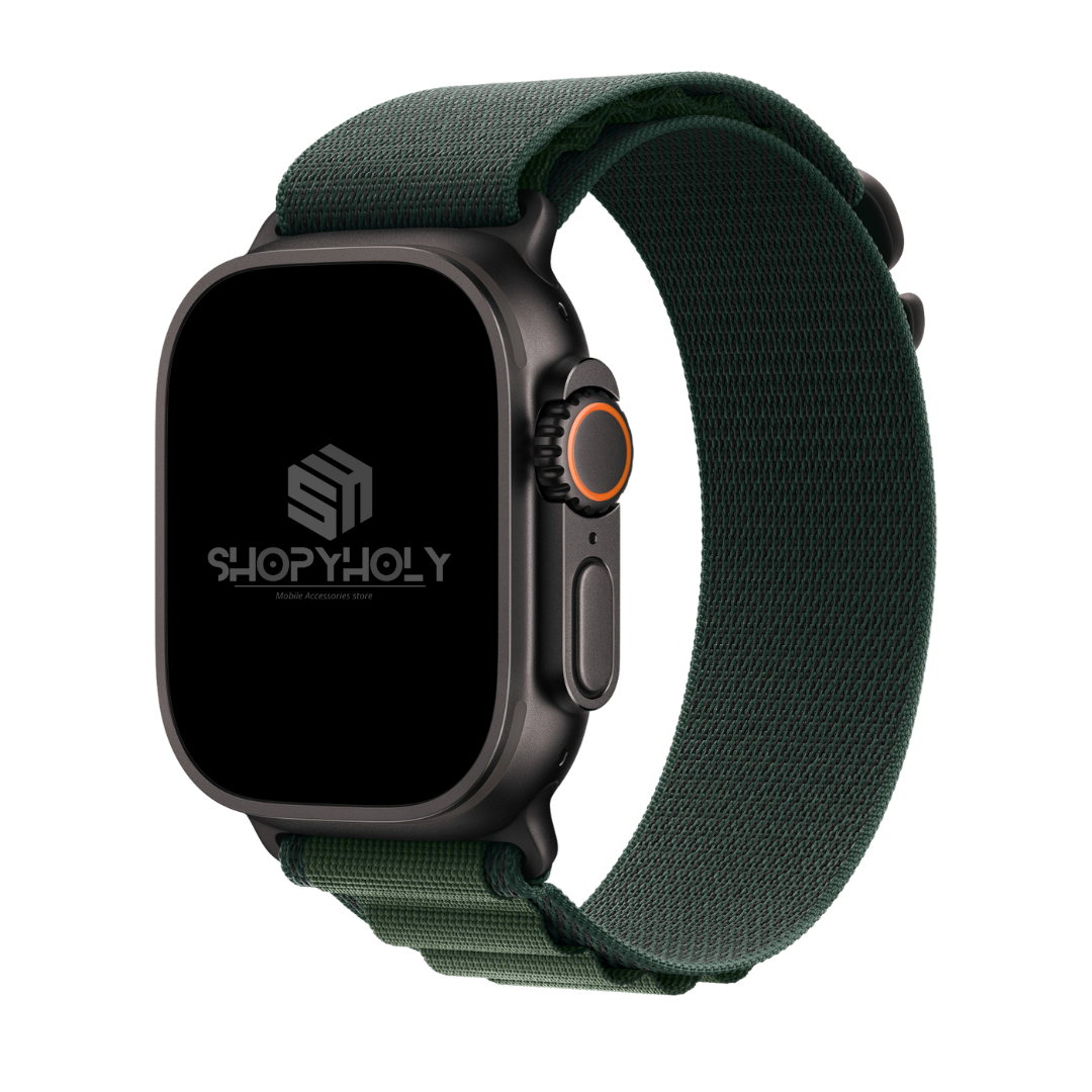 Dark Green B Premium Alpine Loop Strap By Shopyholy Compatible For iWatch