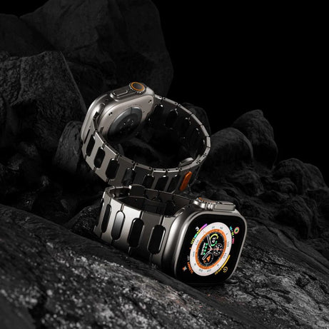 Black Luxury Titanium Straps By Shopyholy Compatible for Apple Watch