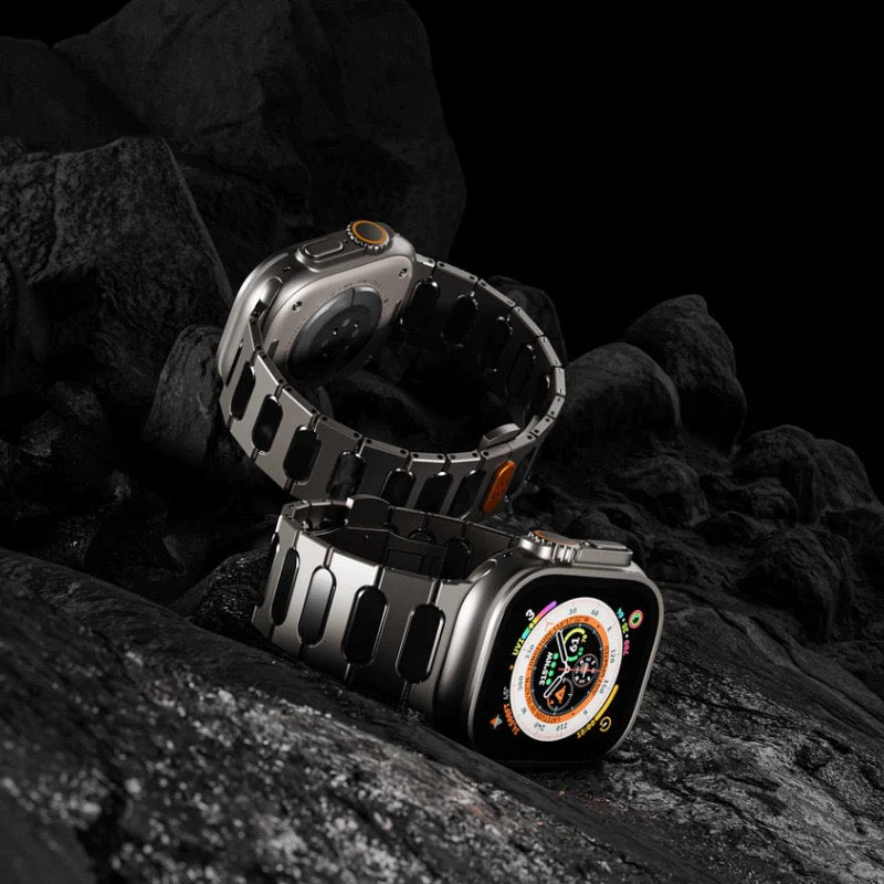 Black Luxury Titanium Straps By Shopyholy Compatible for Apple Watch