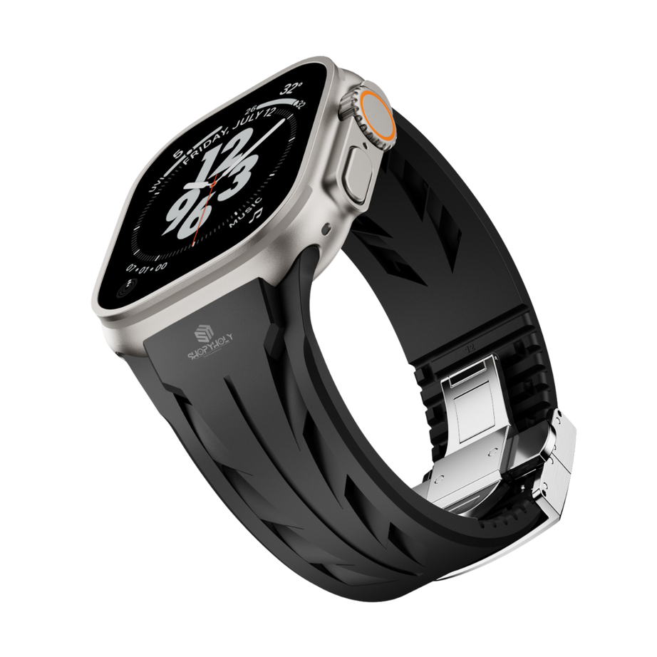 Black Luxury Concept Silicone Straps By Shopyholy Compatible For Apple Watch