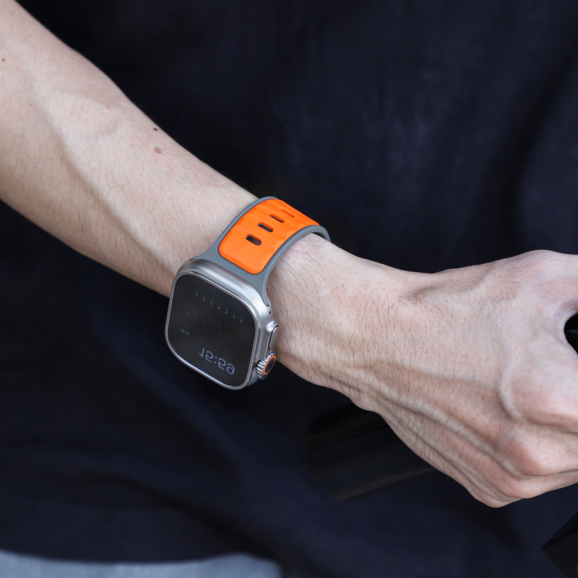 Grey Orange Premium Aspro Silicone Sports Bands By Shopyholy Compatible For Apple Watch