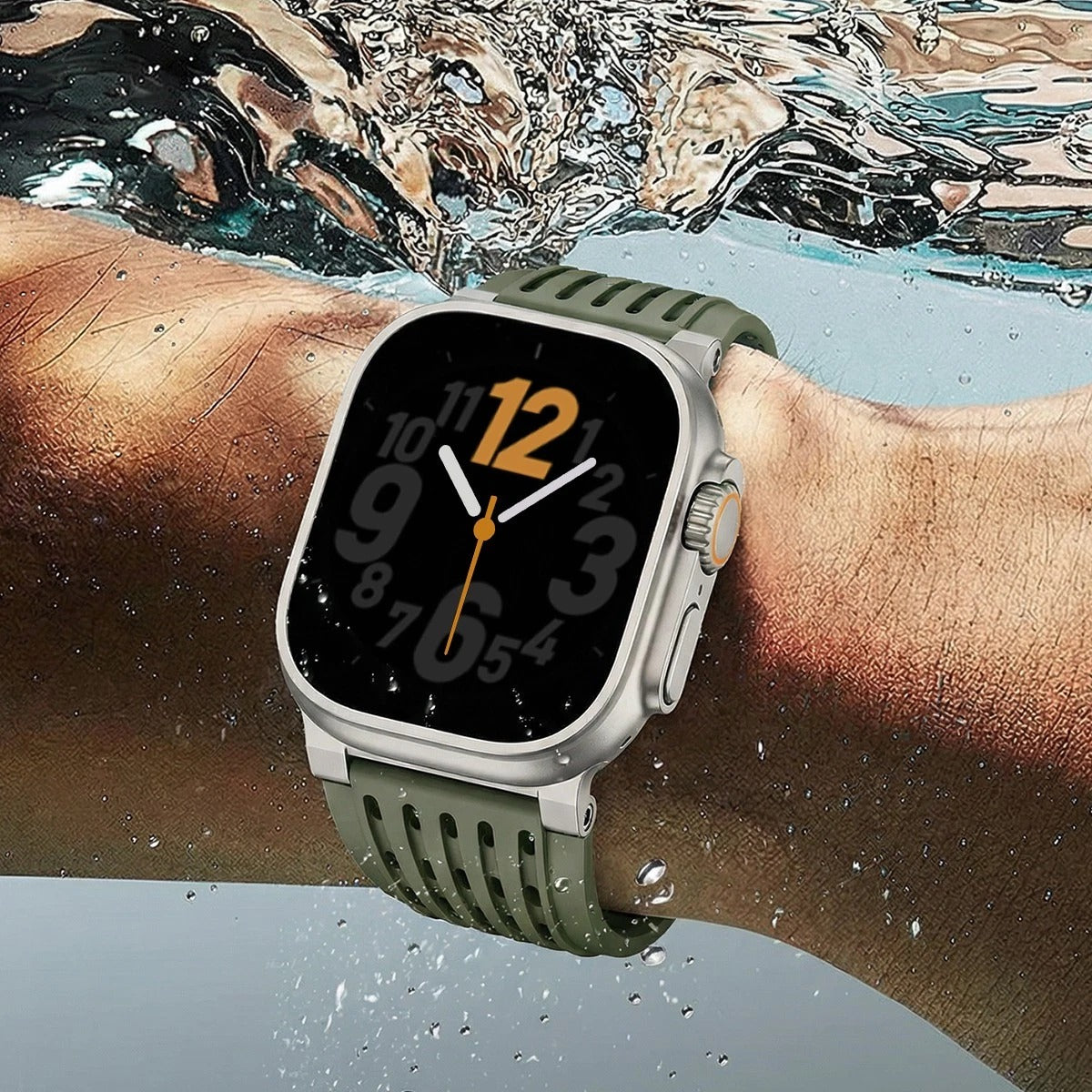 Green Luxury Ultra Wide Ventilated Sports Bands By Shopyholy Compatible For Apple Watch
