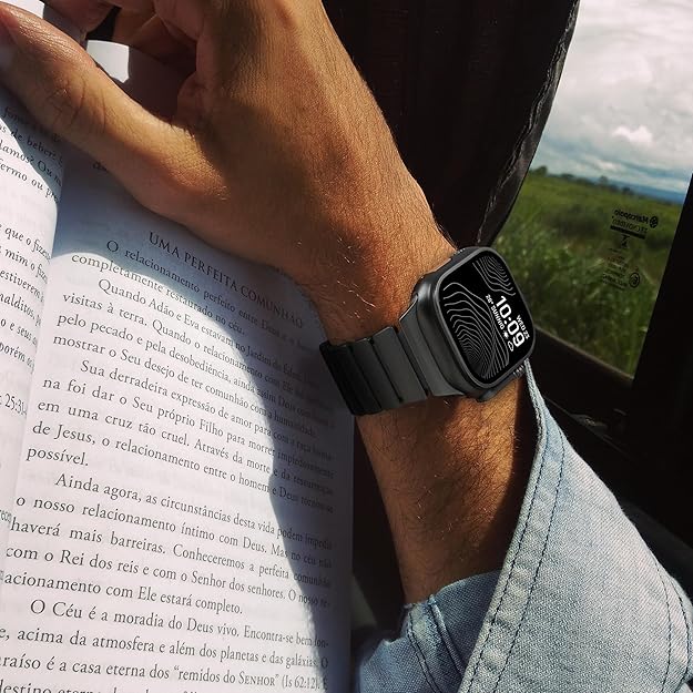 Full Black Luxury Titanium Dual Layer Silicone Magnetic Link Bands By Shopyholy Compatible For Apple Watch