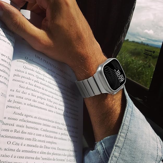 Titanium Black Luxury Titanium Dual Layer Silicone Magnetic Link Bands By Shopyholy Compatible For Apple Watch