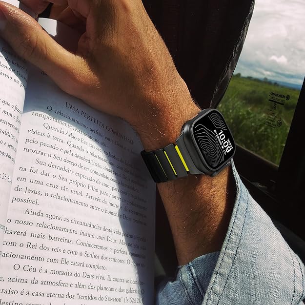 Black green Luxury Titanium Dual Layer Silicone Magnetic Link Bands By Shopyholy Compatible For Apple Watch