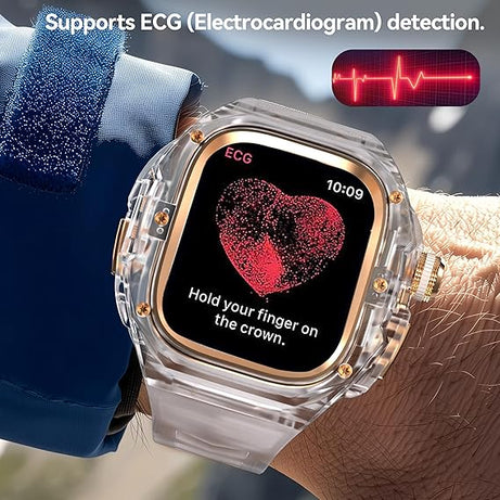 49MM Transparent Rose Gold Luxury Transparent Concept Case By Shopyholy Compatible For Apple Watch Ultra