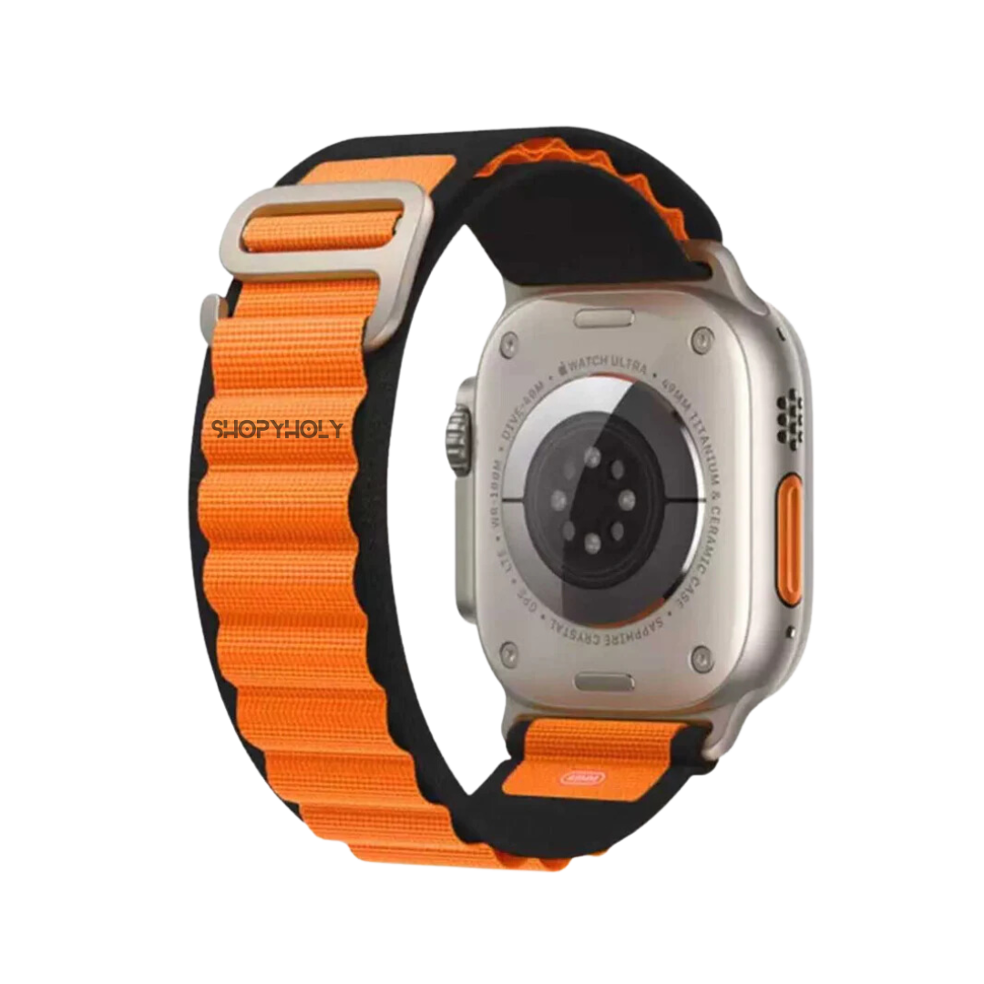 Black-Orange Premium Alpine Loop Strap By Shopyholy Compatible For iWatch
