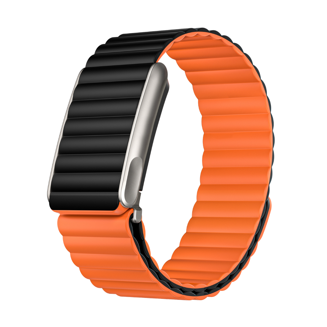 Black Orange Wave Magnetic Silicone Sport Loop for WHOOP 5.0 Mg Life