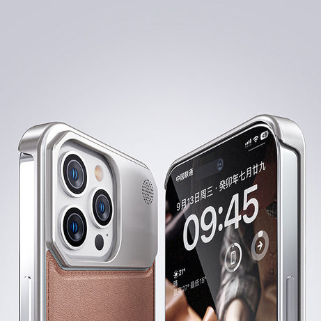 Luxury Aluminum Alloy Leather Case For iPhone