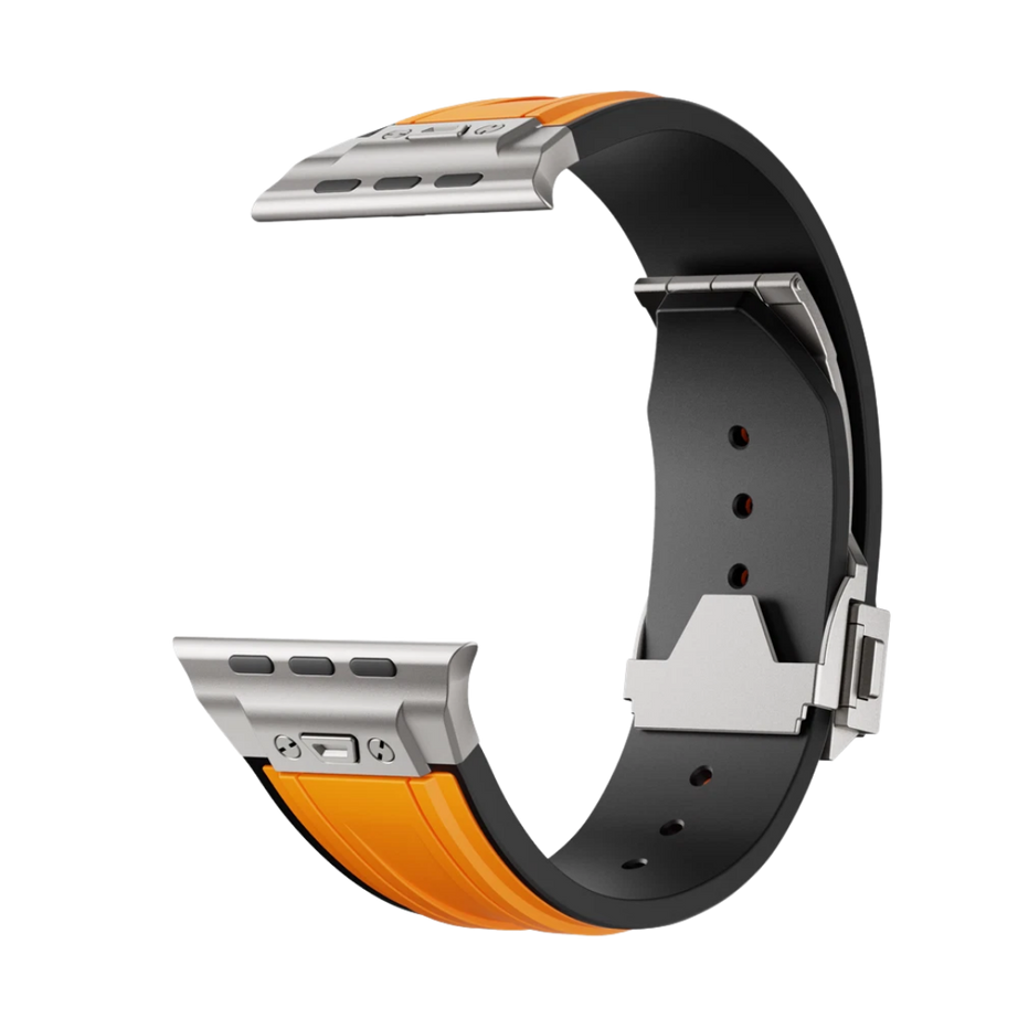 Orange Luxury Mechanical Slicone Sports Band By Shopyholy Compatible For Apple Watch