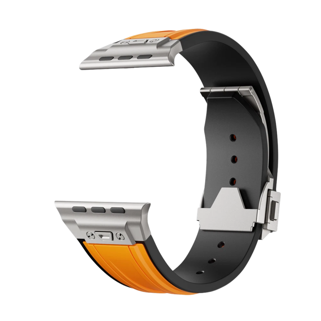 Orange Luxury Mechanical Slicone Sports Band By Shopyholy Compatible For Apple Watch