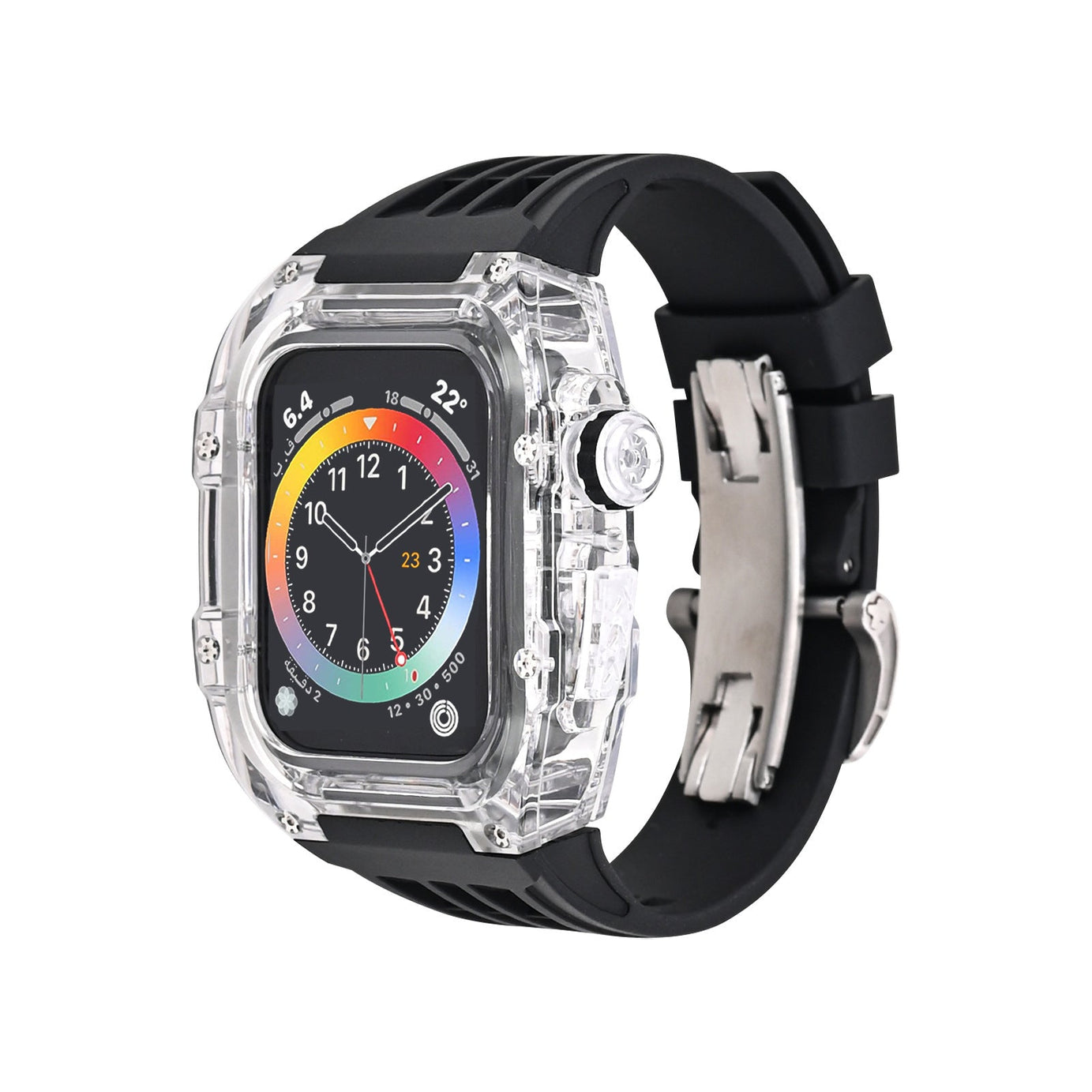 Black Luxury Richard Transparent Case with Correa Silicone Straps For iWatch