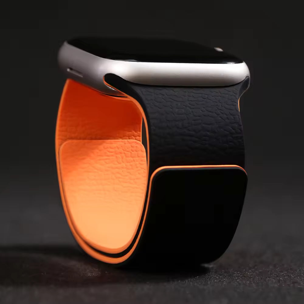 Black orange Premium Skin Friendly Magnetic Loop By Shopyholy Comaptible For Apple Watch