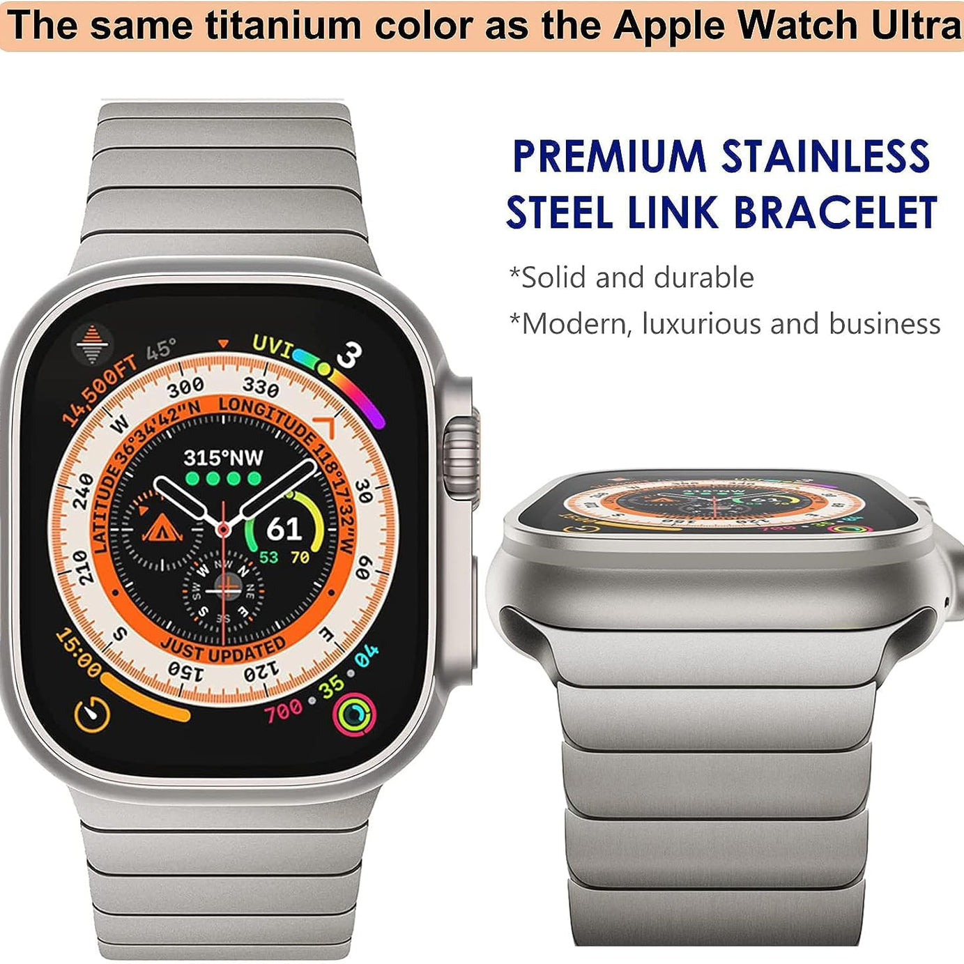 Titanium Ultra Premium Stylish Metal Stainless Steel Link Bracelet By Shopyholy For iWatch Ultra