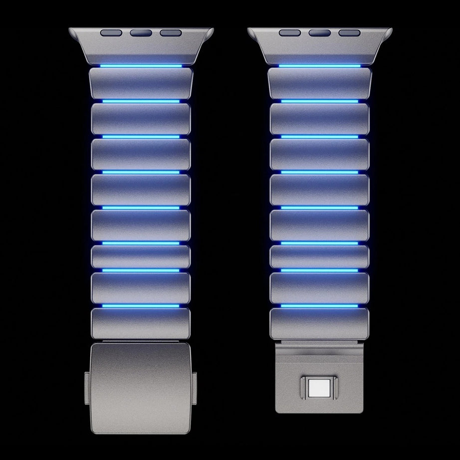 Titanium Noctilucent Luxury Titanium Dual Layer Silicone Magnetic Link Bands By Shopyholy Compatible For Apple Watch