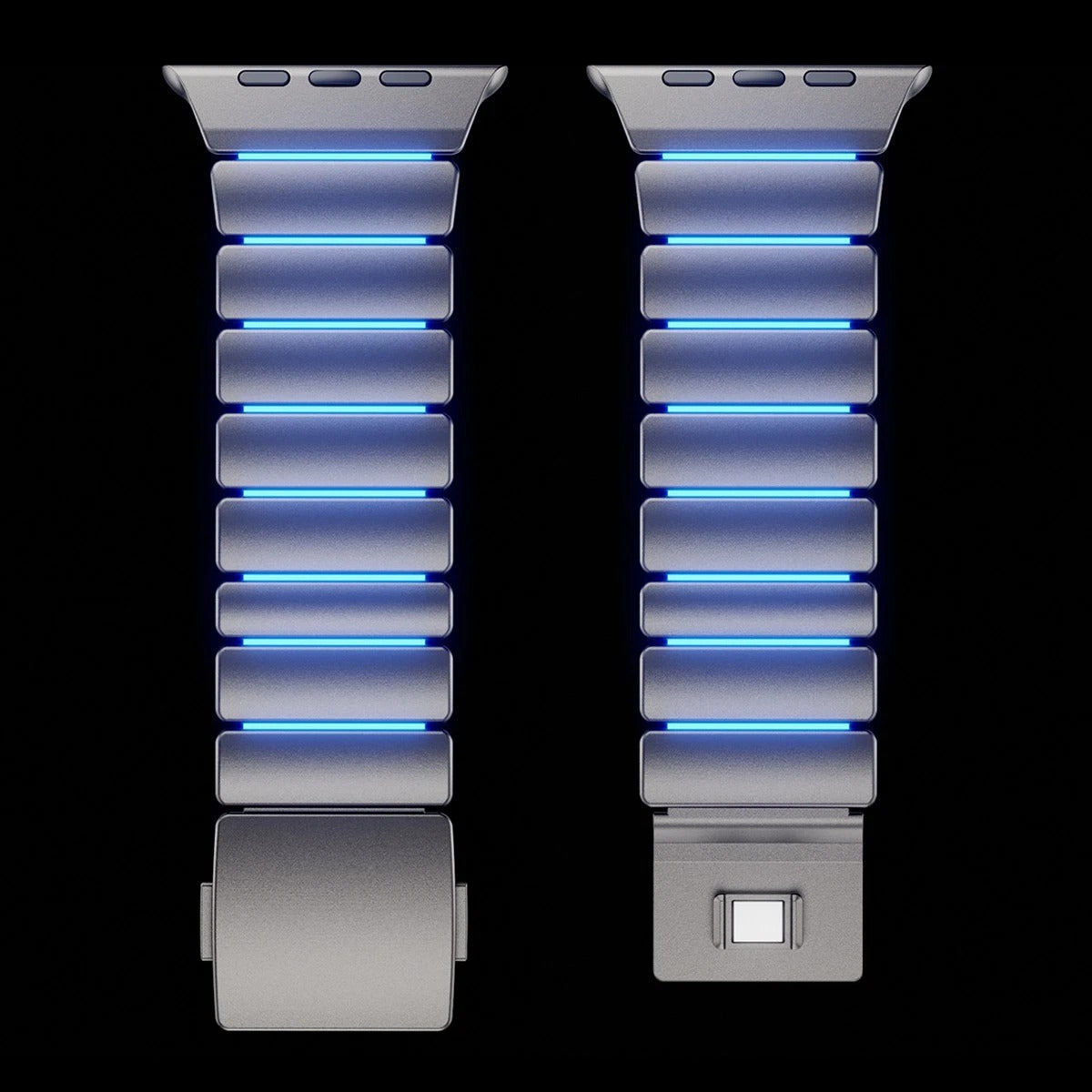 Titanium Noctilucent Luxury Titanium Dual Layer Silicone Magnetic Link Bands By Shopyholy Compatible For Apple Watch