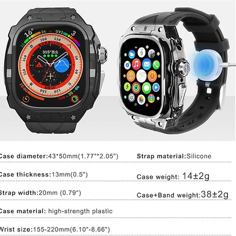 49MM Black Luxury Translucent Racing Case By Shopyholy Compatible For Apple Watch Ultra 1/2