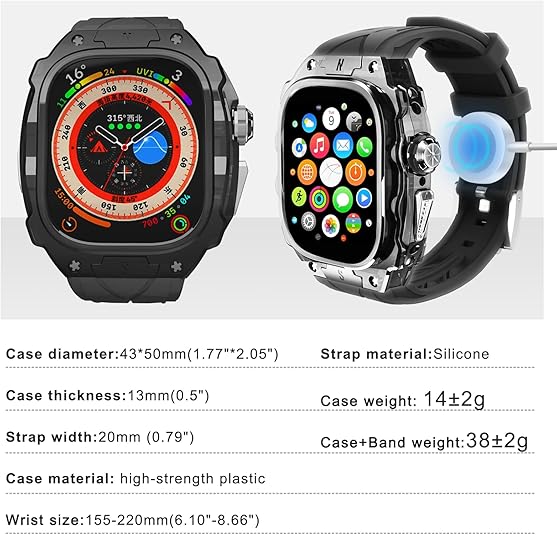 49MM Black Luxury Translucent Racing Case By Shopyholy Compatible For Apple Watch Ultra 1/2