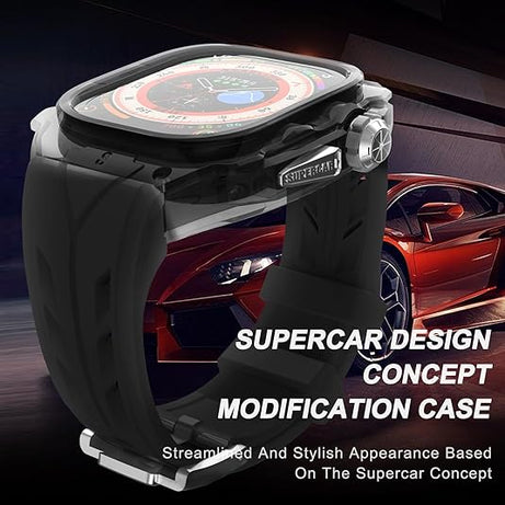 49MM Black Luxury Translucent Racing Case By Shopyholy Compatible For Apple Watch Ultra 1/2