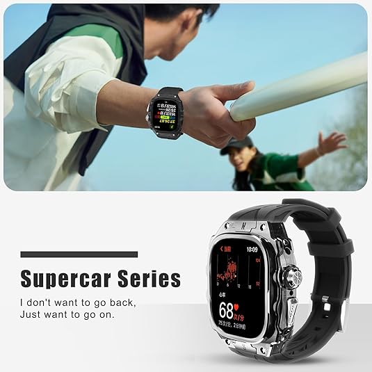 49MM Black Luxury Translucent Racing Case By Shopyholy Compatible For Apple Watch Ultra 1/2