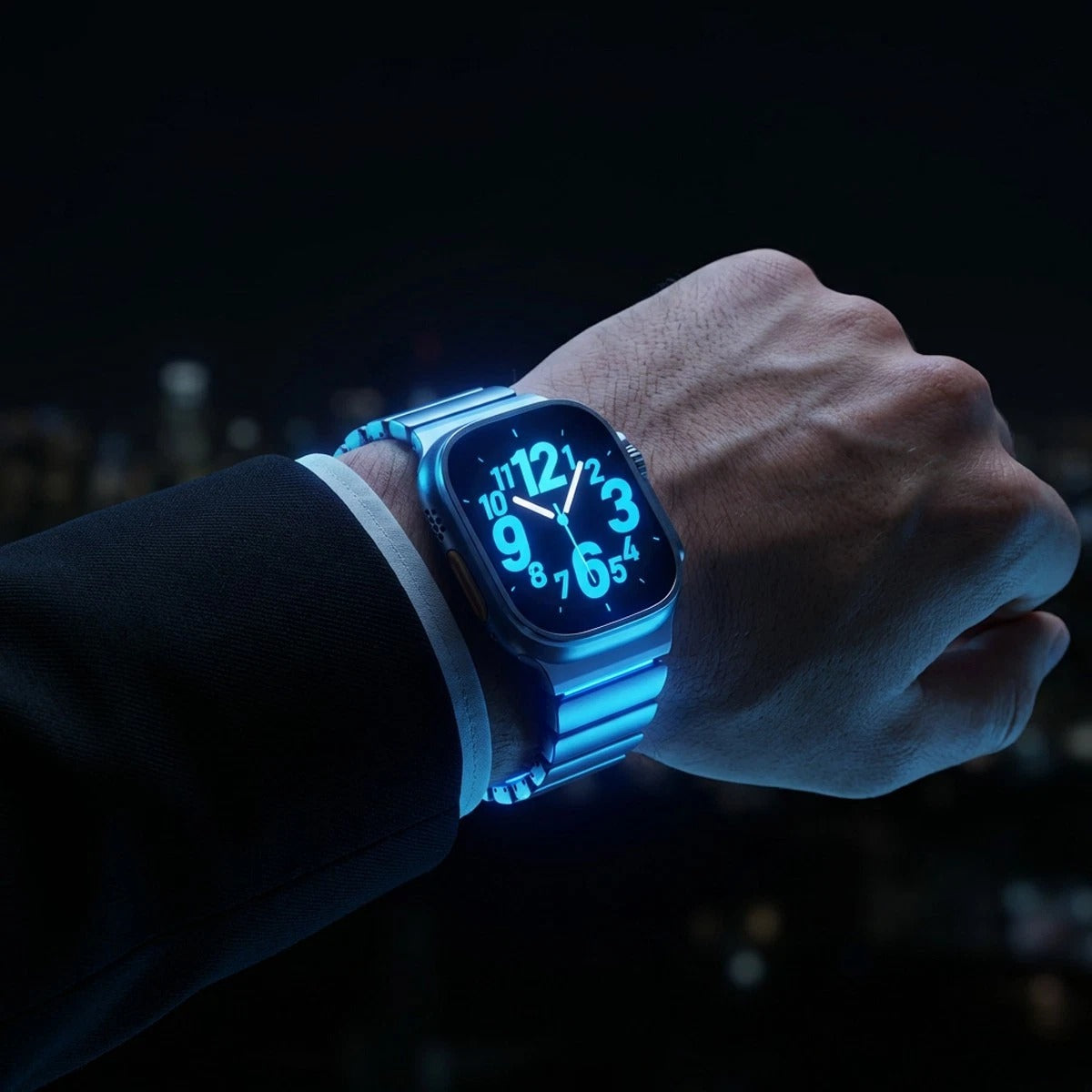 Titanium Noctilucent Luxury Titanium Dual Layer Silicone Magnetic Link Bands By Shopyholy Compatible For Apple Watch