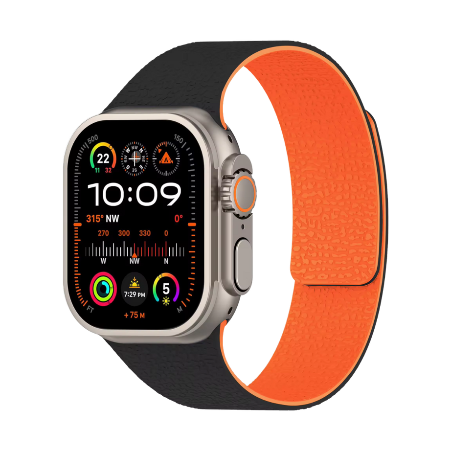 Black orange Premium Skin Friendly Magnetic Loop By Shopyholy Comaptible For Apple Watch