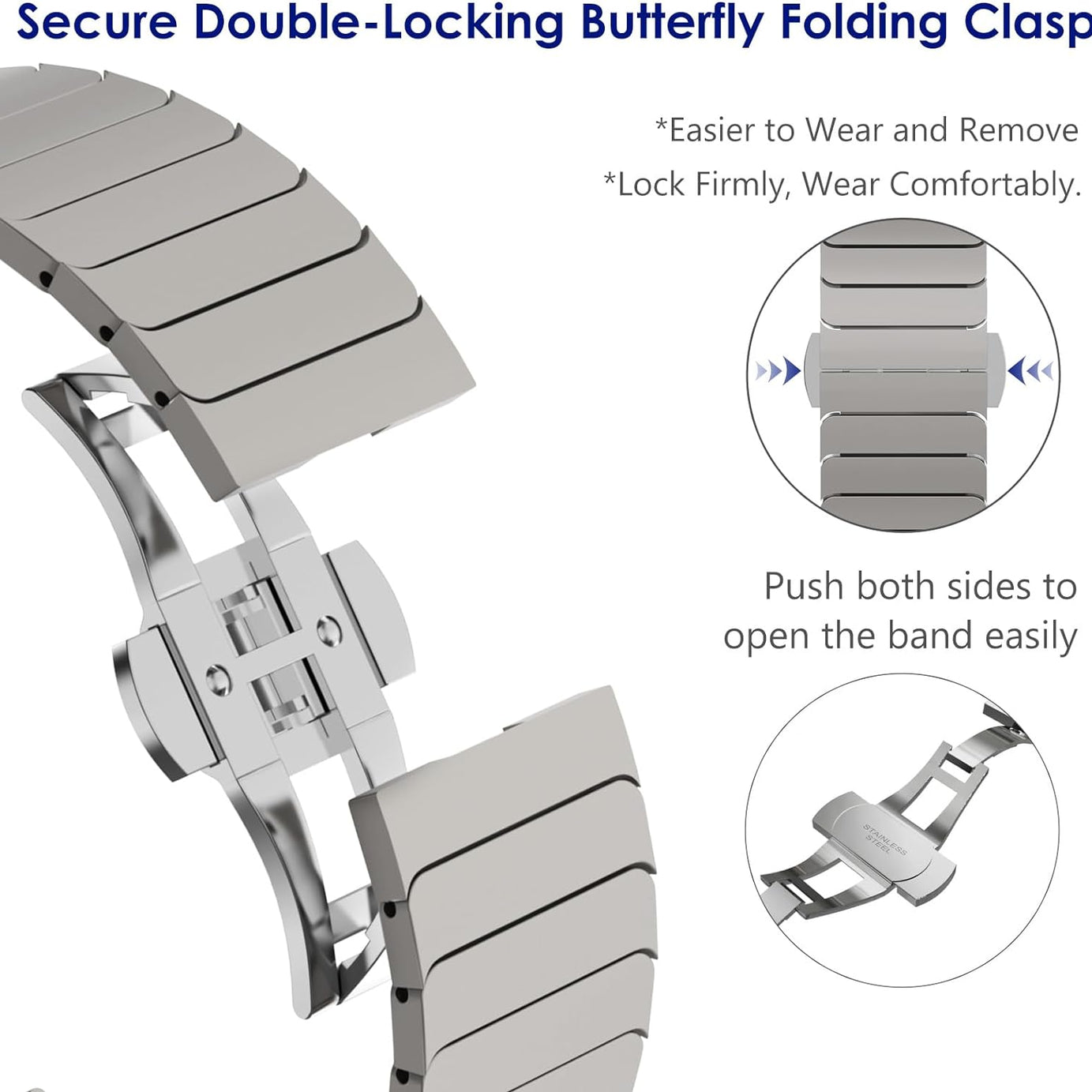 Black  Premium Stylish Metal Stainless Steel Link Bracelet By Shopyholy For iWatch Ultra