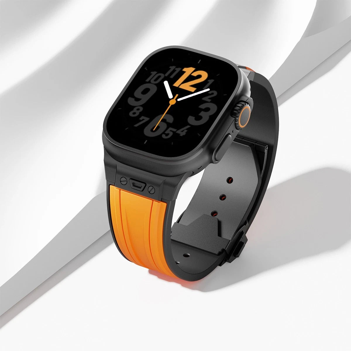 Orange B Luxury Mechanical Slicone Sports Band By Shopyholy Compatible For Apple Watch