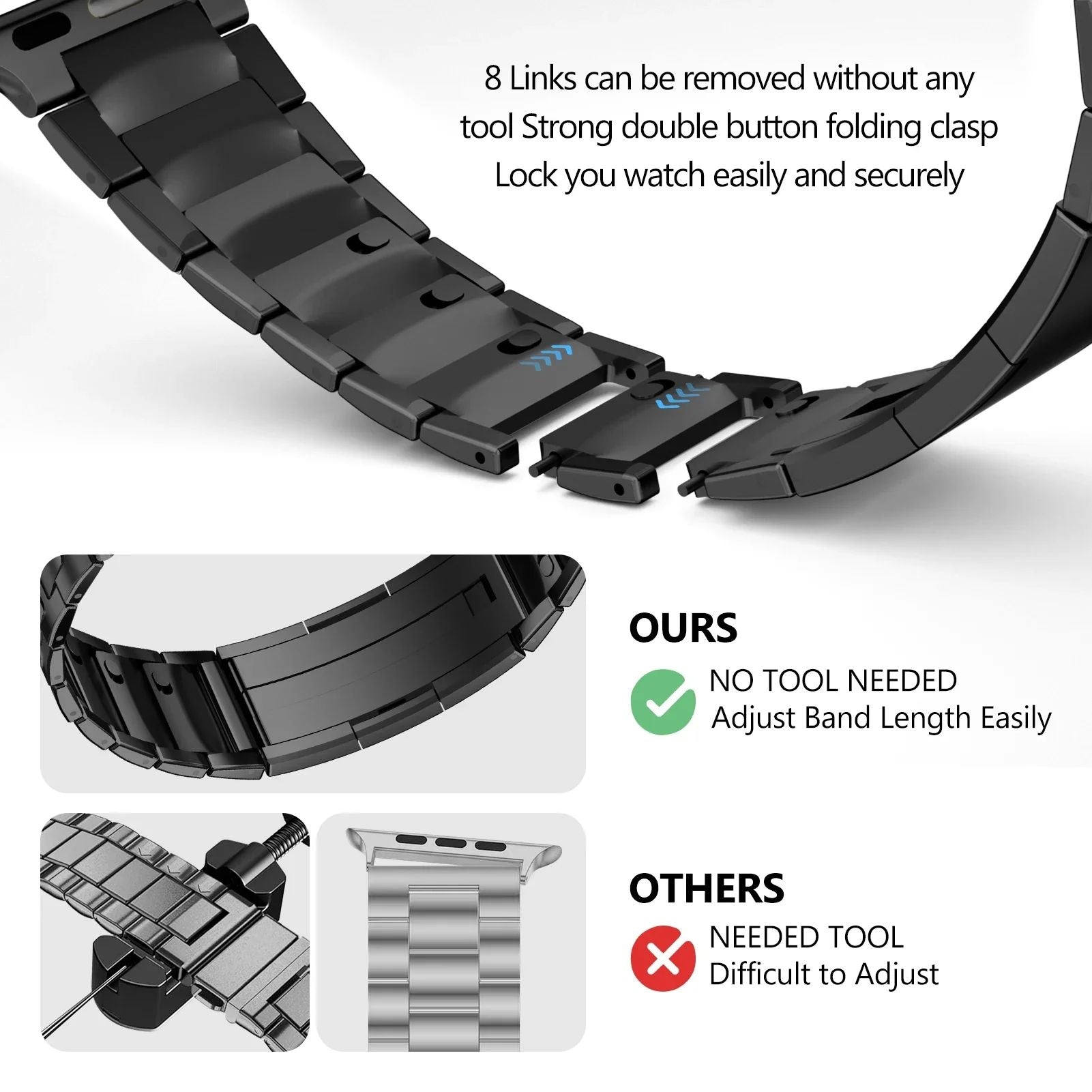 Black Titanium Luxury Quilk Release Band By Shopyholy Compatible For Appe Watch