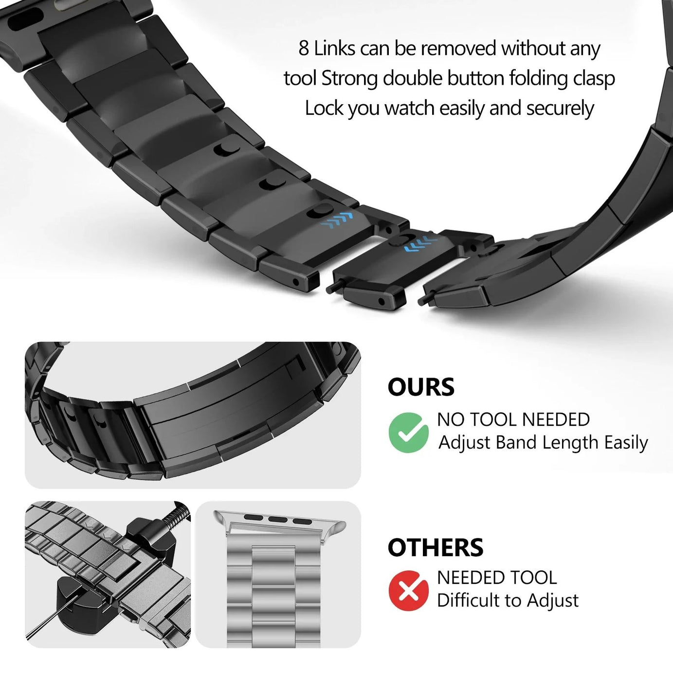 Grey Titanium Luxury Quilk Release Band By Shopyholy Compatible For Appe Watch