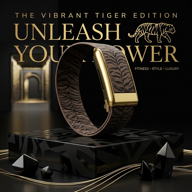 Vibrant Tiger Edition Premium Elastic Woven Band With Gold Clasp for WHOOP 5.0