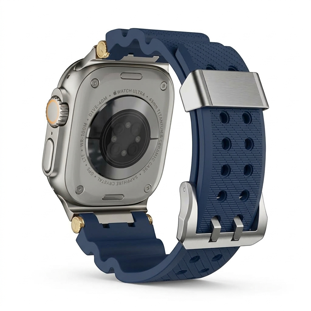 Navy Blue Luxury Veltrix Silicone Straps By Shopyholy Compatible For Apple Watch